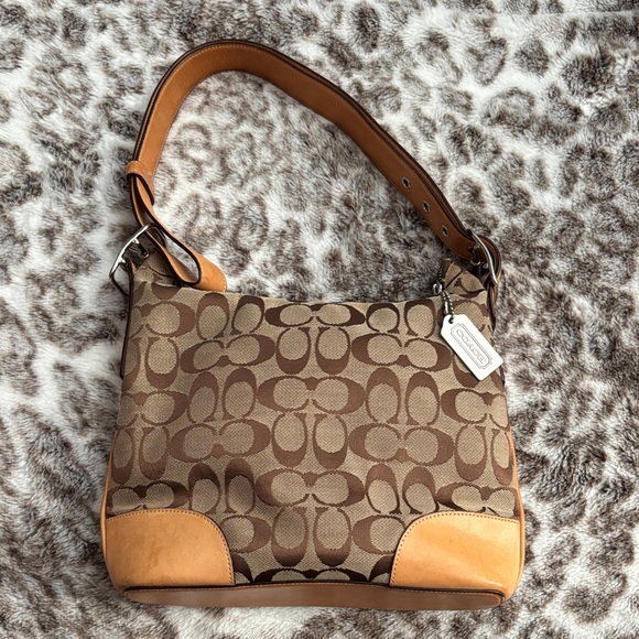 Coach Tan and Brown Signature Shoulder Bag - Picture 1 of 2